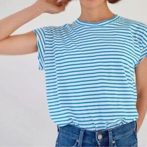 AYR Blue and White Striped Short Sleeve Tee